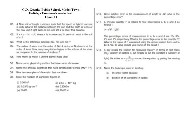 holiday homework for class 1 gd goenka holiday homework for class 1 gd goenka